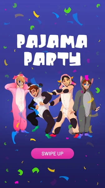 Pyžamová party karikatura web banner nebo pozvánka — Stockový vektor
