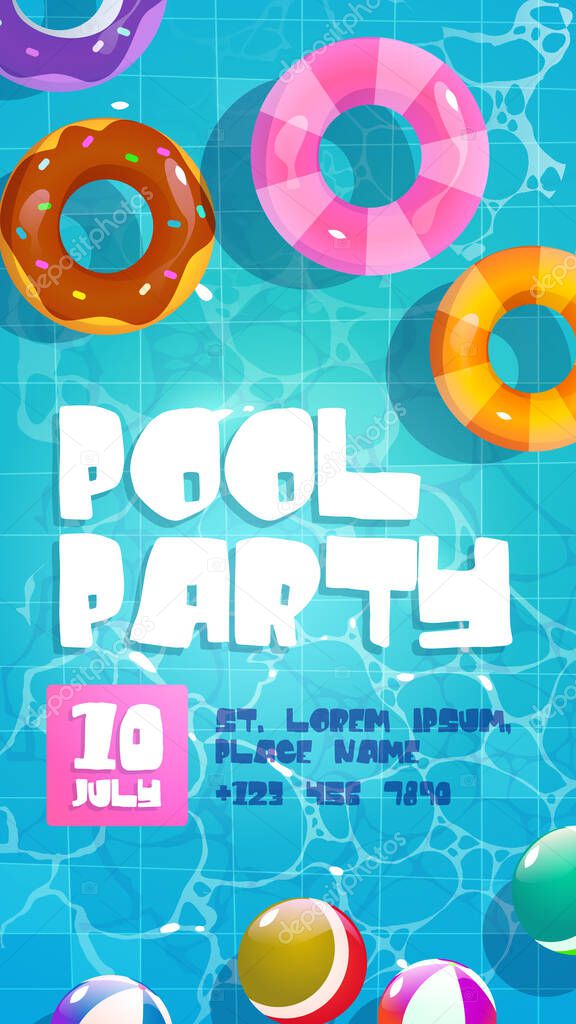 Pool party poster, summer background, flyer
