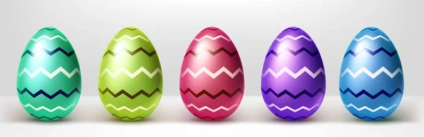 Πολύχρωμα αυγά Πάσχα με μοτίβο zigzag γραμμές — Διανυσματικό Αρχείο