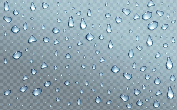 Gotas de água no fundo transparente, gotículas — Vetor de Stock