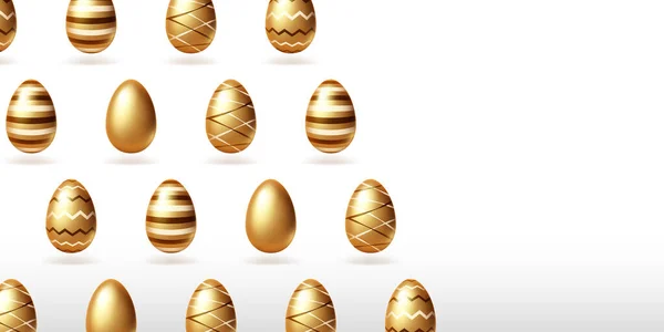 Χρυσά αυγά σε λευκό φόντο με αντίγραφο χώρου — Διανυσματικό Αρχείο