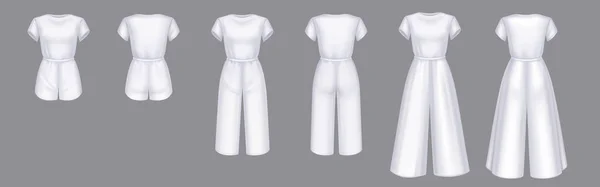 Σύνολο γυναικών jumpsuit 3d vector φόρμες mockup — Διανυσματικό Αρχείο