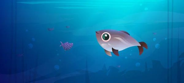 Underwater sea landscape with cute fish — Stock Vector