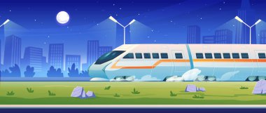 Modern tren gece manzarası arka plan, demiryolu