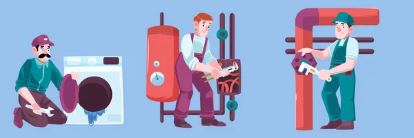 Service de plomberie, entretien et réparation de plomberie — Image vectorielle