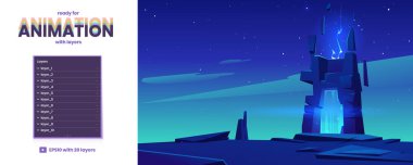 Parallaks arkaplan ve kaya üzerinde sihirli portal