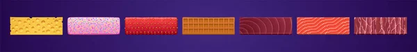 Ορθογώνια κουμπιά παιχνίδι με υφή των τροφίμων — Διανυσματικό Αρχείο