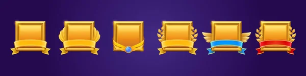 Quadratische goldene Prämienabzeichen für den Sieg im Spiel — Stockvektor