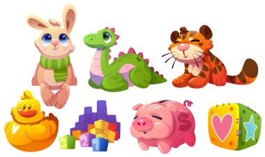 Çocuk oyuncakları komik peluş kaplan, tavşan, dinozor