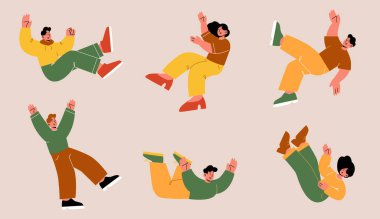 Düşen insanlar, mutsuz karakterler yere düşüyor.