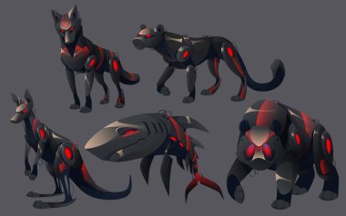 Robotlar kurt, puma, kanguru, köpekbalığı ya da boz ayı.