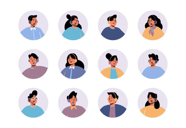 Avatars of customer support service agents — Stock Vector