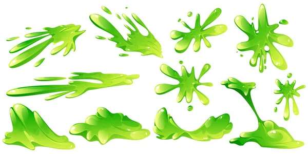 Green slime Liquid toxische sickern isolierte Vektor-Set — Stockvektor