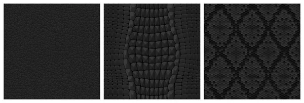 Black animal skin seamless textures for game, set — Stock Vector