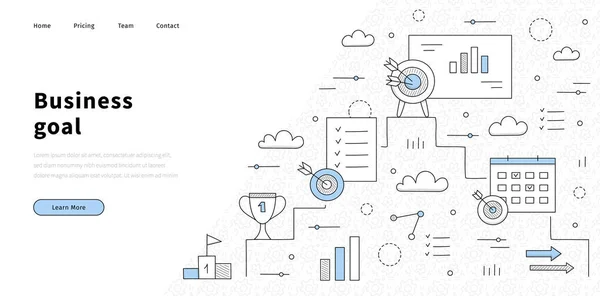 Objetivo de negocio doodle landing page, concepto de éxito — Vector de stock