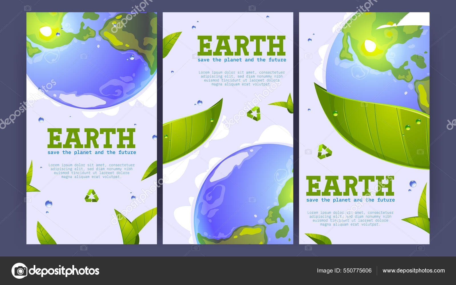 Save planet posters with Earth and green leaves Stock Vector Image by ©klyaksun #550775606 Save planet posters with Earth and green leaves Stock Vector Image by ©klyaksun #550775606