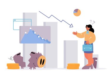 Finansal kriz iş konsepti, para çöküşü