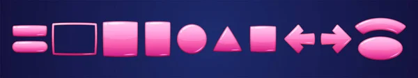 Glanzende roze geometrische knoppen voor spel — Stockvector