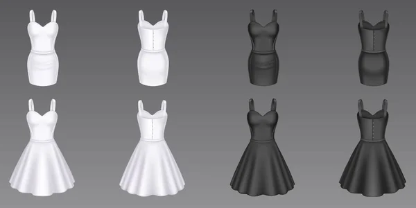 Kvinnor svart och vit cocktail och slida klänningar — Stock vektor