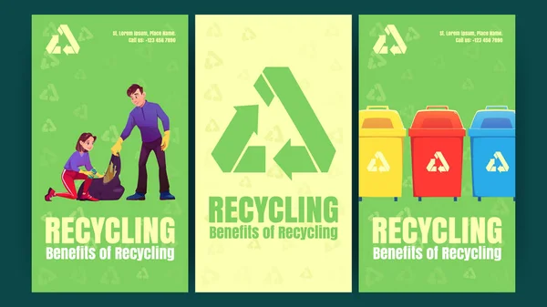 Benefits of recycling infographics posters design — Stock Vector