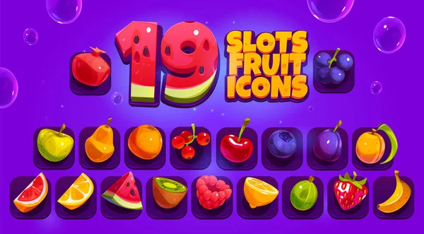 Slot oyunu meyve ve meyve simgeleri — Stok Vektör