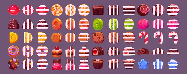 Spiele-Ikonen aus Schokolade und harten Zuckerbonbons — Stockvektor
