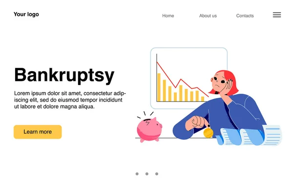 Konkurs Finanzkrise Landing Page, Zusammenbruch — Stockvektor