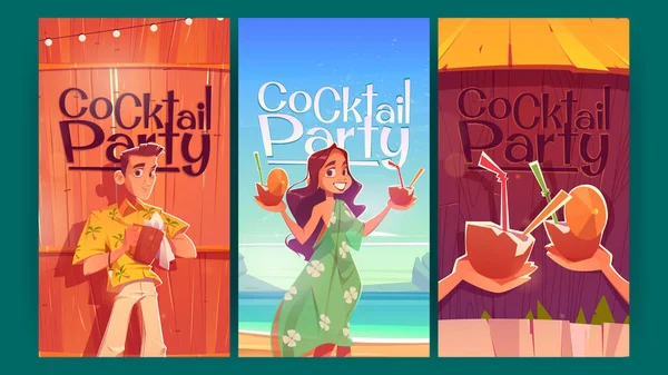 Cocktailparty-Karikaturen, Einladungsflyer — Stockvektor