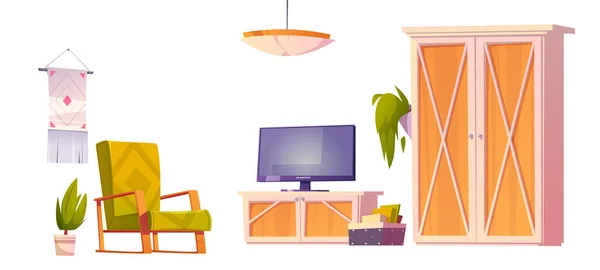 Mobilier intérieur Eco rustique et tout, appartement — Image vectorielle