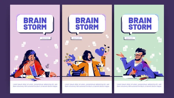 Αφίσες Brainstorm με ανθρώπους που σκέφτονται μαζί — Διανυσματικό Αρχείο