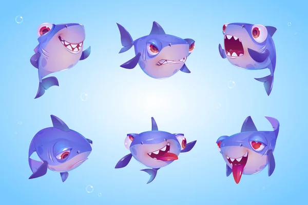 Cute shark cartoon character, funny fish mascot — Stock Vector