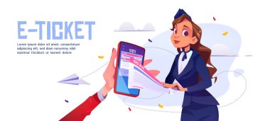 E-bilet çizgi film iniş sayfası, uçak bileti