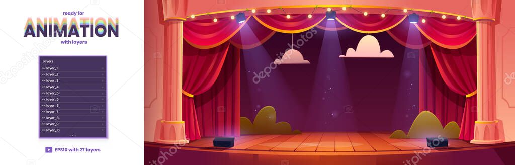 Theater stage cartoon background for animation