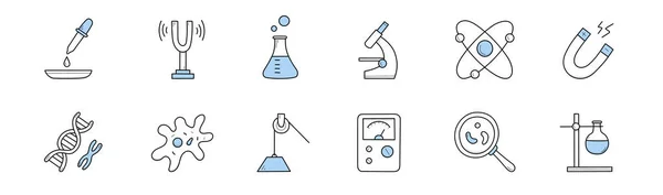 Ensemble d'icônes scientifiques doodle, laboratoire chimique — Image vectorielle