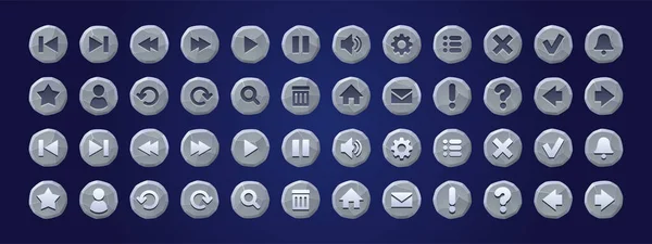 Przyciski tekstury kamienia do interfejsu gry lub aplikacji — Wektor stockowy