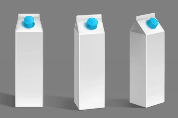Mléko nebo džus balení mockup, bílá kartonová krabička — Stockový vektor