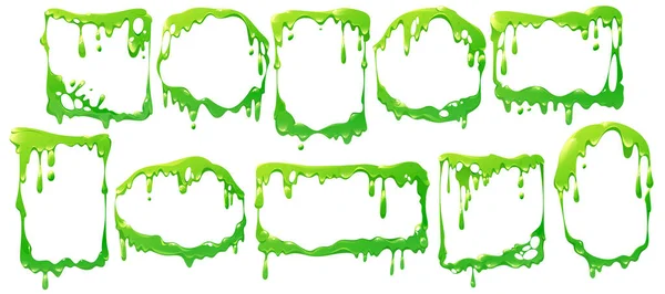 Cadres de boue verte liquide, poison goo — Image vectorielle