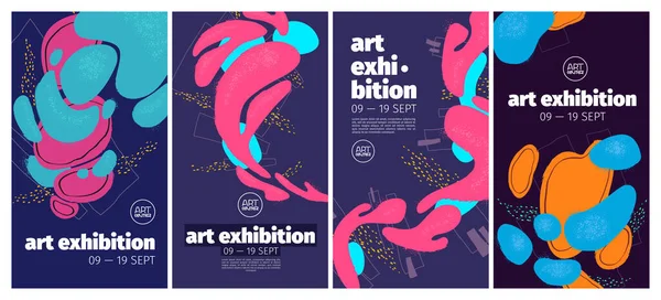 Affiche d'exposition d'art avec fond abstrait — Image vectorielle