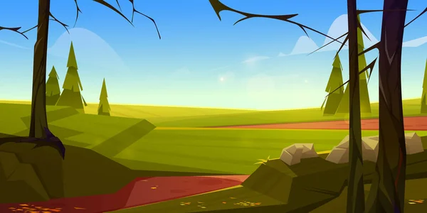 漫画の自然景観、農村風景の背景 — ストックベクタ