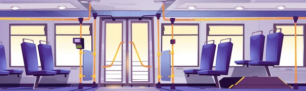 Εσωτερικό λεωφορείου, μέσα μαζικής μεταφοράς άδειο σαλόνι όχημα — Διανυσματικό Αρχείο
