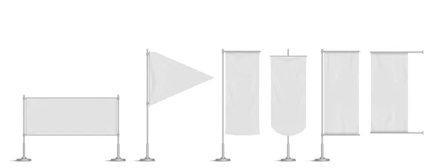 Vita vinylbanners, triangelflaggor och -vimplar — Stock vektor