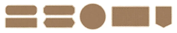 Patchs en tissu de jute, étiquettes en tissu de toile de jute — Image vectorielle