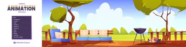 Outdoor home terrace 2d camadas para animação de jogos — Vetor de Stock