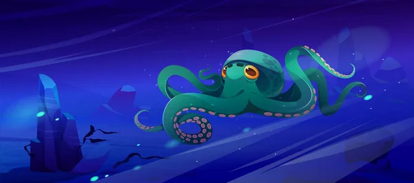 Cartoon octopus sea animal, water ocean creature — Stock Vector
