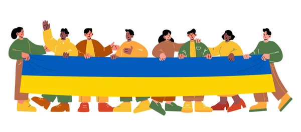 Народ, що тримає український прапор, страйк, протест — стоковий вектор