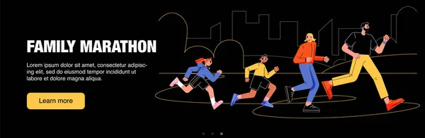Banner web maratón familiar, invitación a correr — Archivo Imágenes Vectoriales