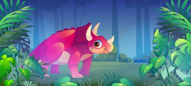 Triceratops 'un ormandaki dinozoru, tarih öncesi hayvan.