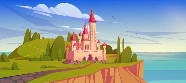 海岛上的童话城堡 — 图库矢量图片