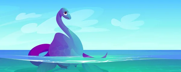 Dinosaurio bebé lindo, plesiosaurio en el agua — Vector de stock