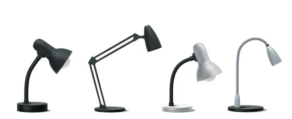 Table lamps, desktop electric light for office — Archivo Imágenes Vectoriales
